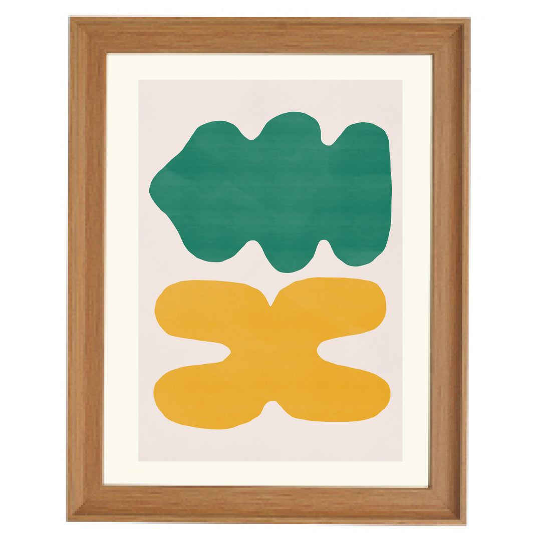 Organic Shapes In Green and Yellow By Little Dean Art Print