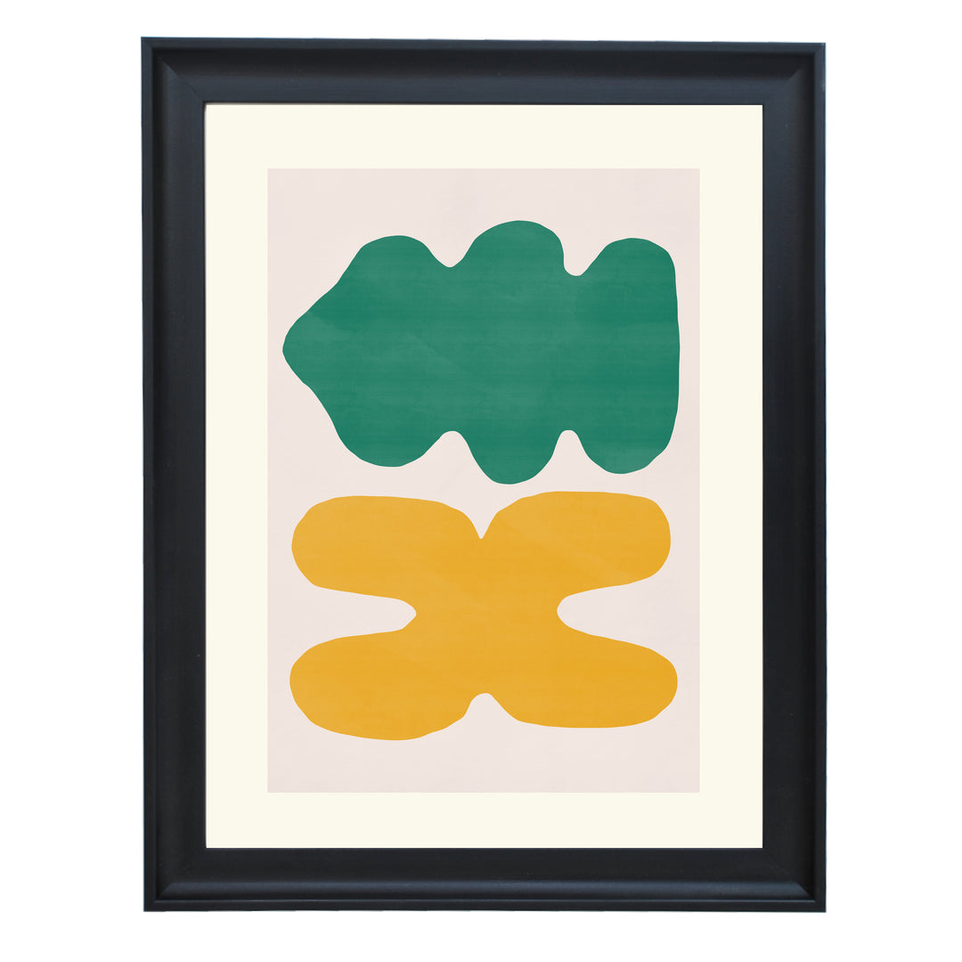 Organic Shapes In Green and Yellow By Little Dean Art Print