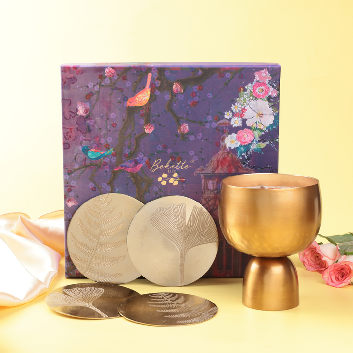 CHALICE CANDLE AND FLORA COASTER GIFT SET