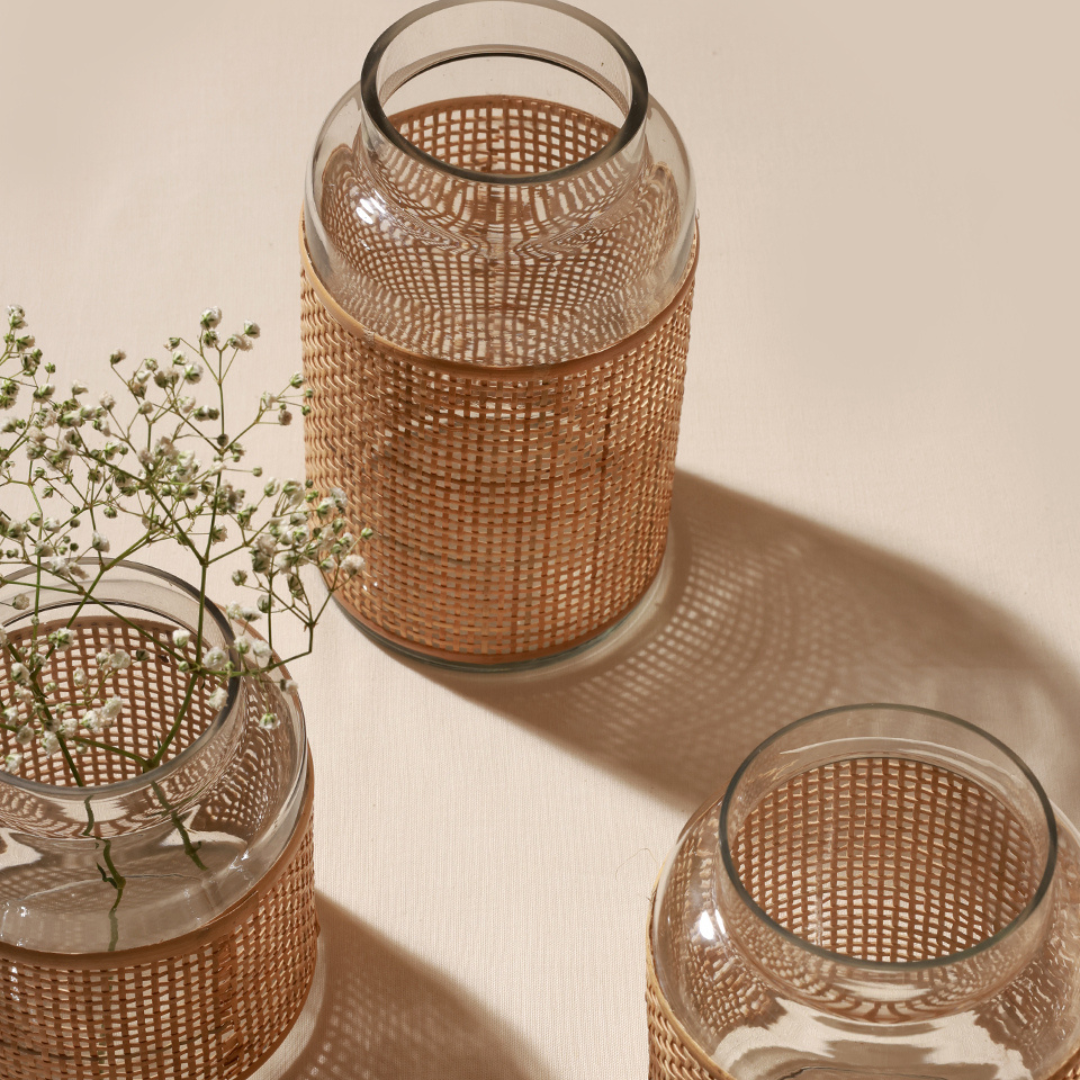 Boho Bloom Rattan Vase
