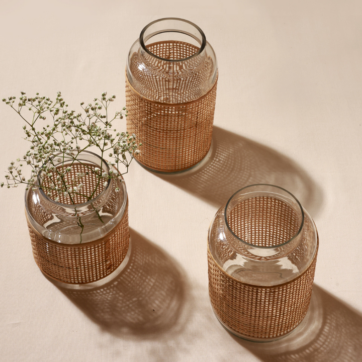 Boho Bloom Rattan Vase