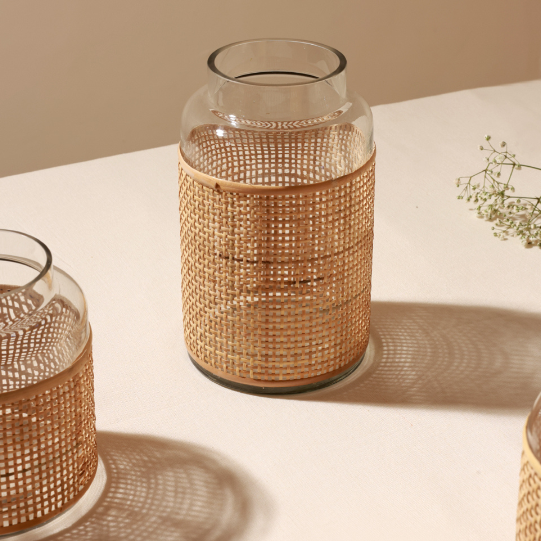 Boho Bloom Rattan Vase
