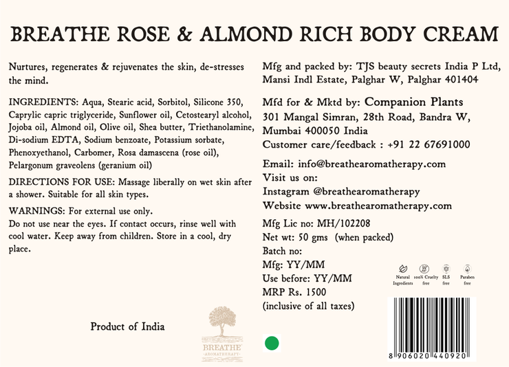 Rose & Almond Rich Body Cream