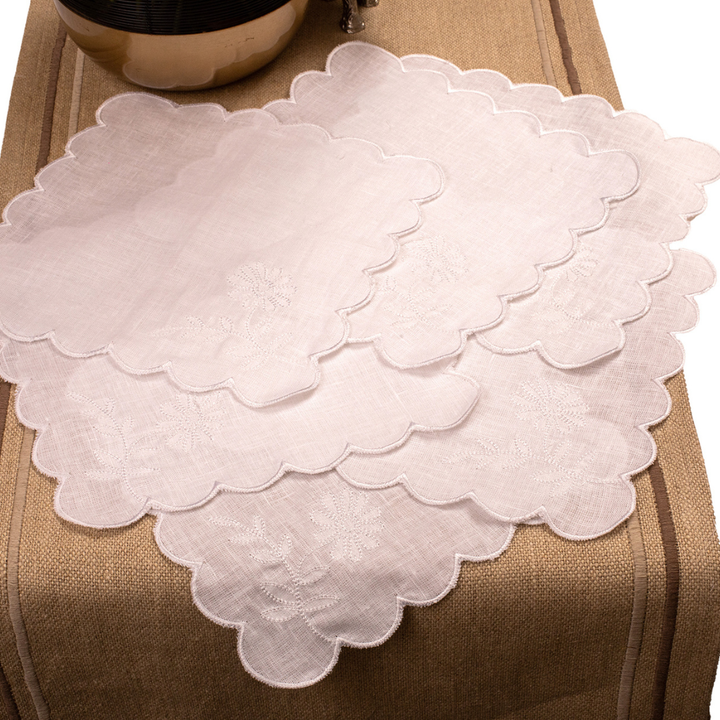 Embroidered Cocktail Napkins - Scalloped