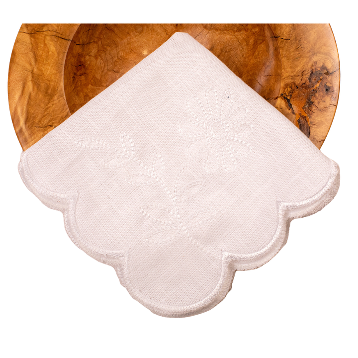 Embroidered Cocktail Napkins - Scalloped