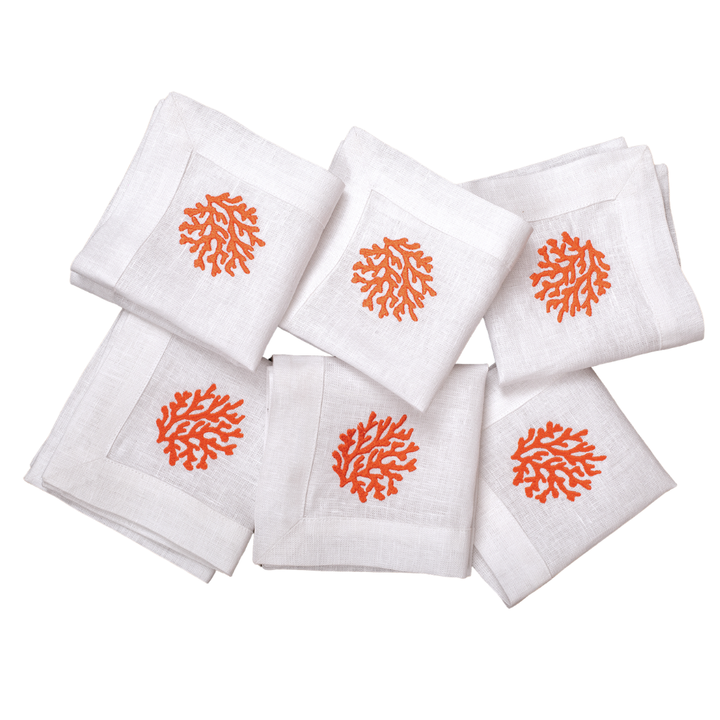 Embroidered Cocktail Napkins - White