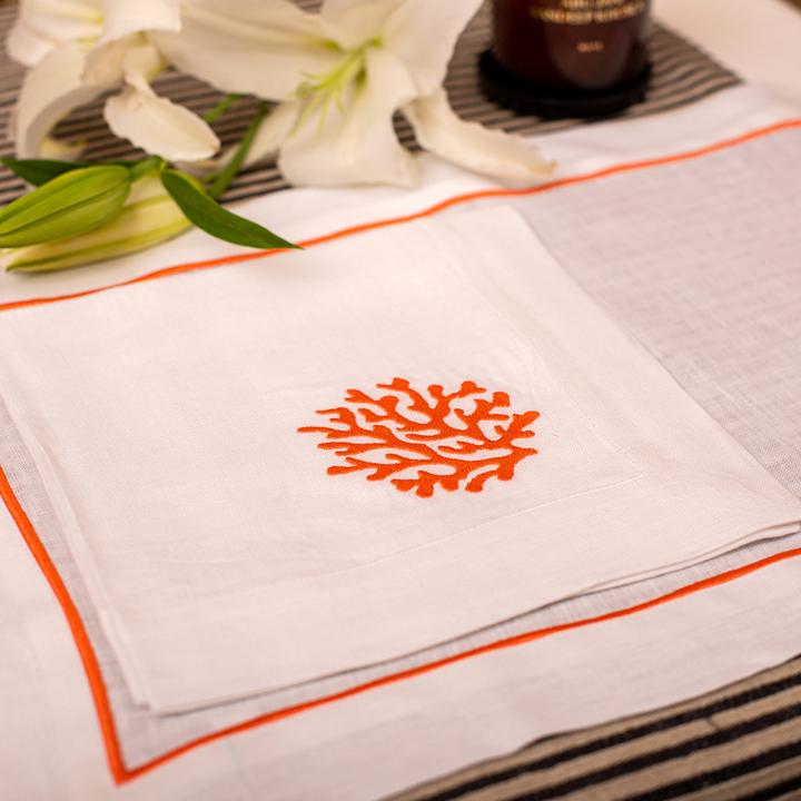 Embroidered Cocktail Napkins - White