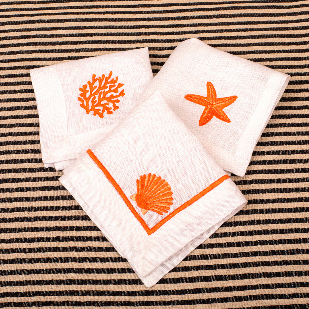 Embroidered Cocktail Napkins - White