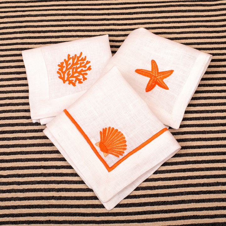 Embroidered Cocktail Napkins - White