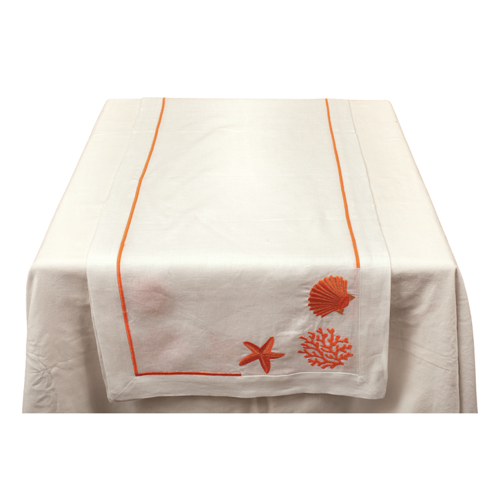 White Linen Embroidered - Runner