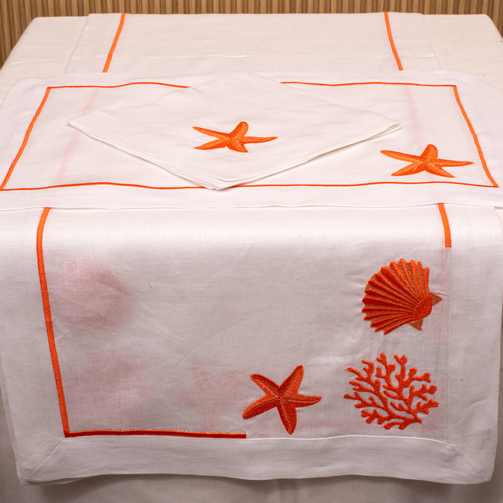 White Linen Embroidered - Runner