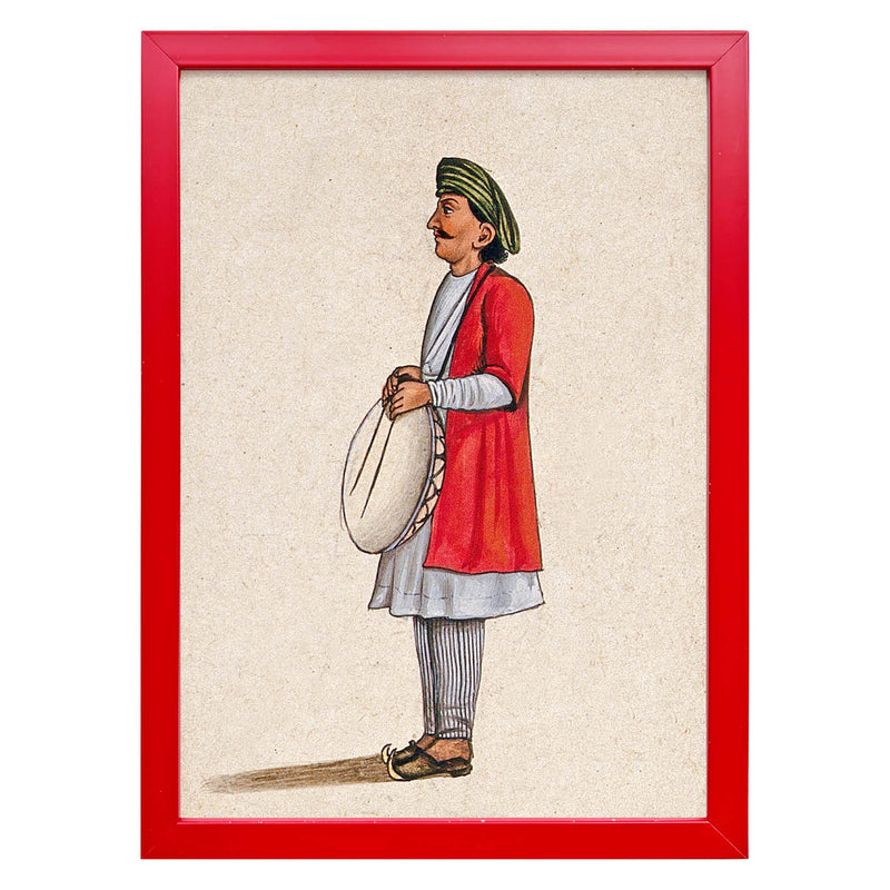 A musician playing an Indian percussion instrument, similar to the dhap Art Print