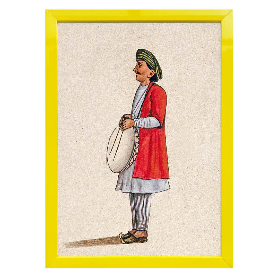 A musician playing an Indian percussion instrument, similar to the dhap Art Print