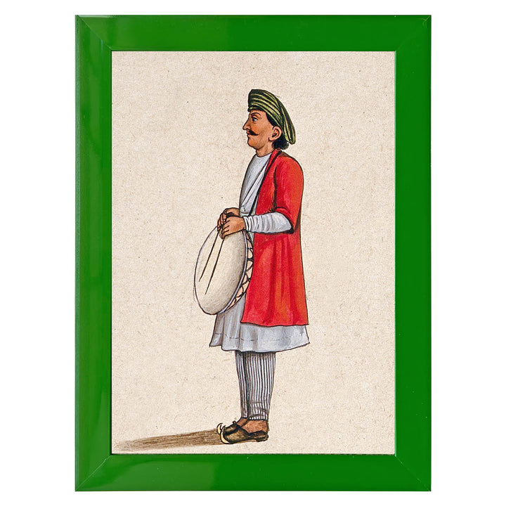 A musician playing an Indian percussion instrument, similar to the dhap Art Print