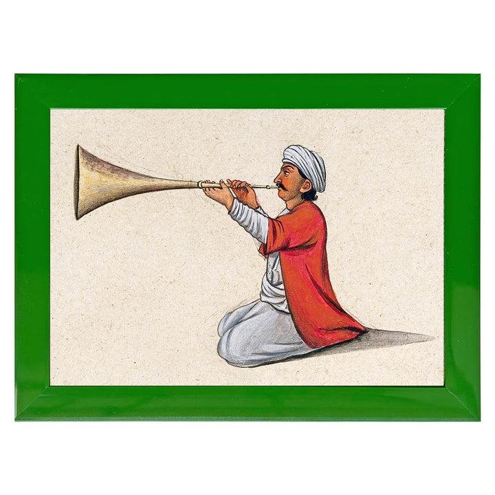 An Indian musician playing a brass wind instrument Art Print