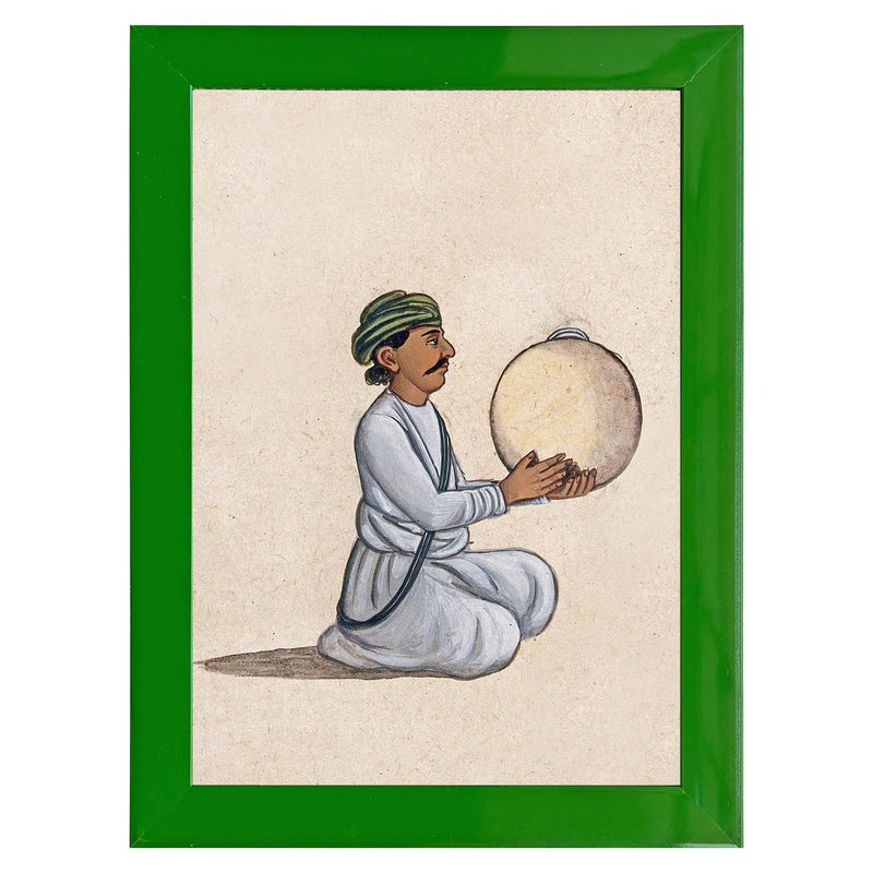 A musician playing a daf (Indian tambourine, with no jingles) Art Print