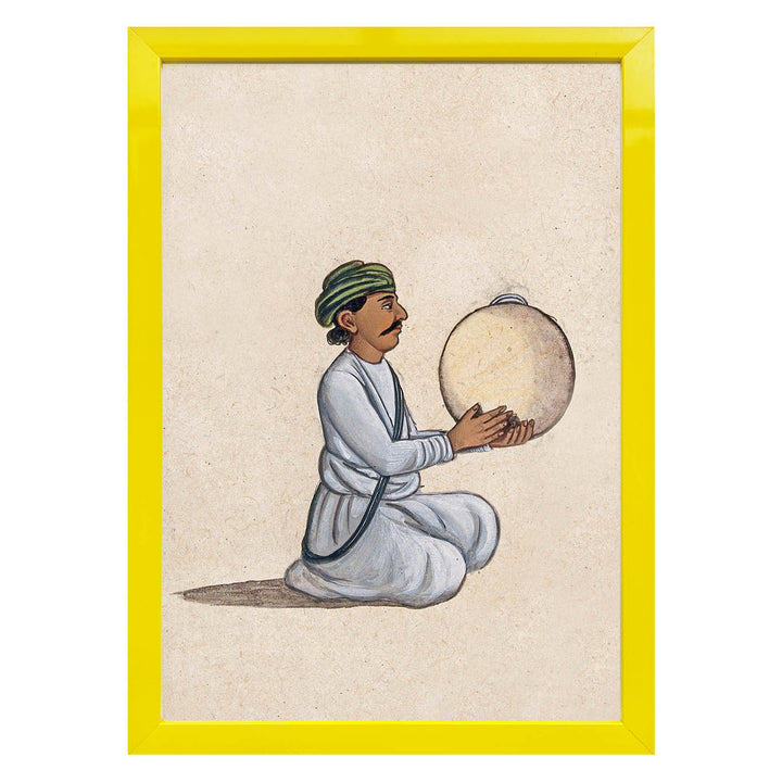 A musician playing a daf (Indian tambourine, with no jingles) Art Print