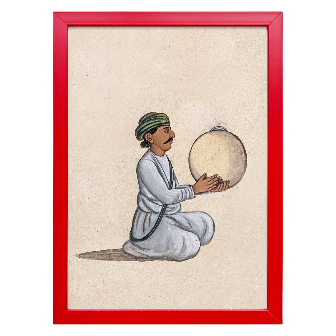 A musician playing a daf (Indian tambourine, with no jingles) Art Print