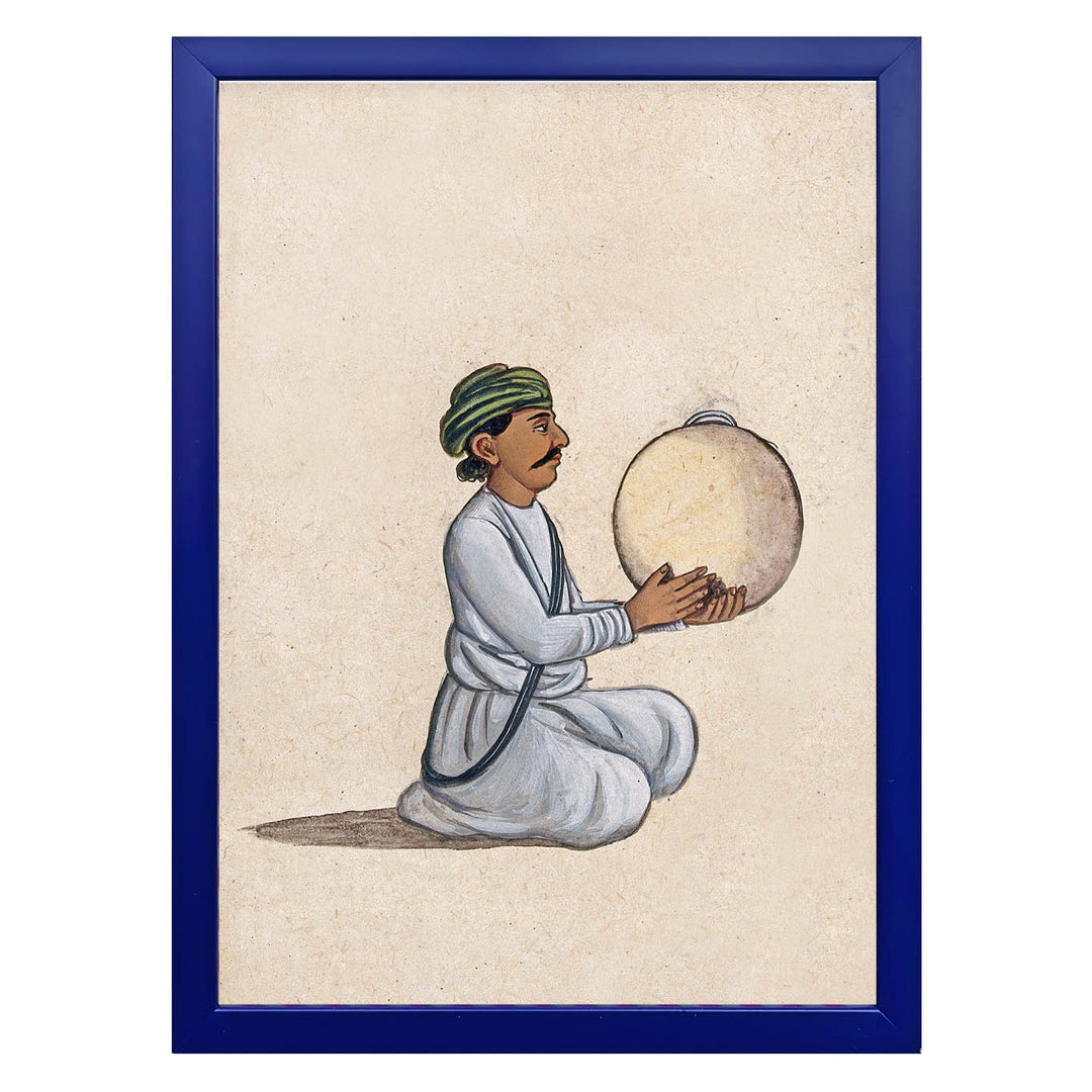 A musician playing a daf (Indian tambourine, with no jingles) Art Print