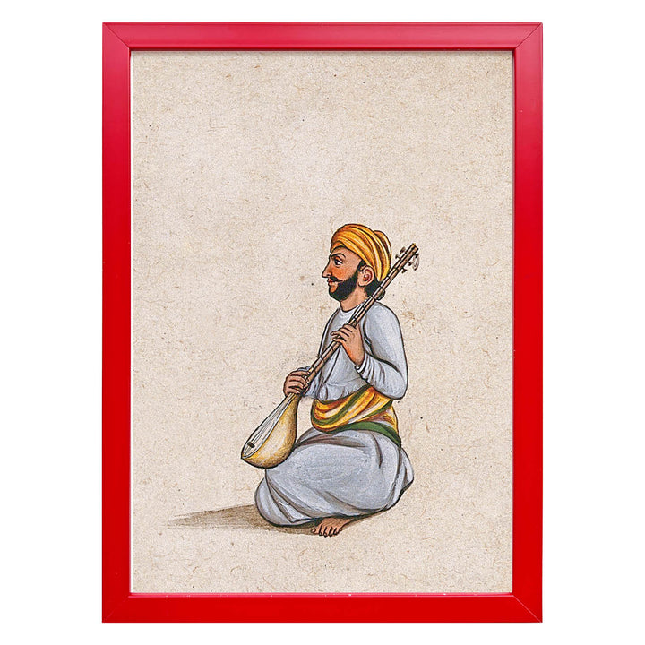 A musician playing the tampura (an Indian stringed instrument) Art Print