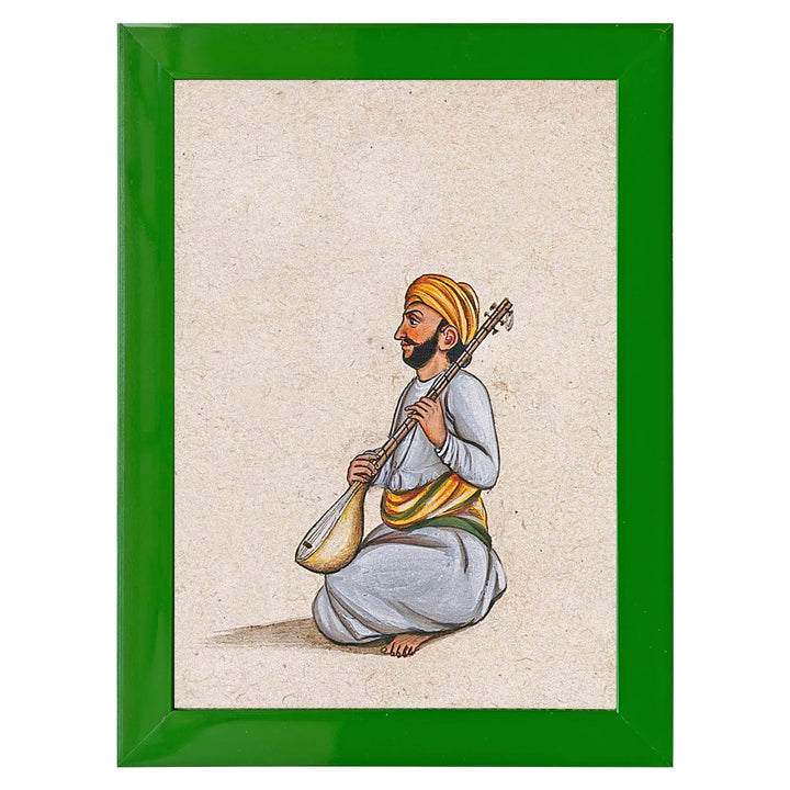 A musician playing the tampura (an Indian stringed instrument) Art Print