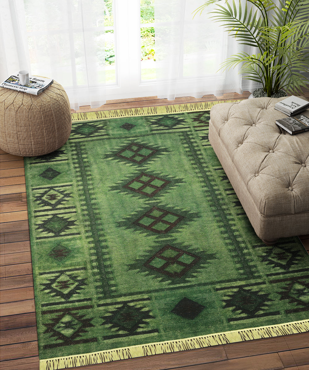 GREEN KILIM DHURRIE