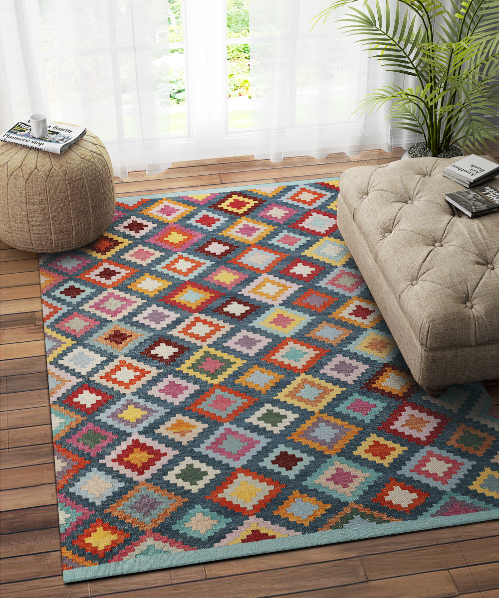 MULTICOLOR BLUE KILIM DHURRIE