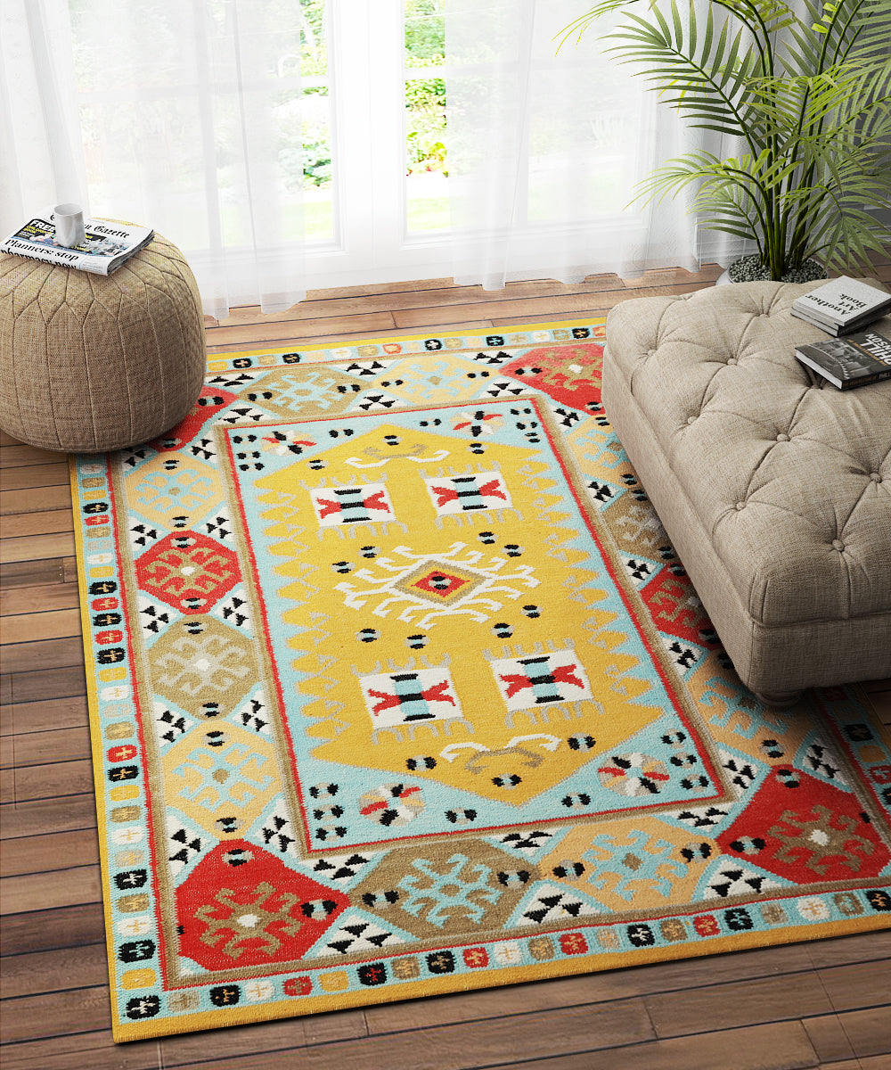 YELLOW MULTICOLOR KILIM DHURRIE