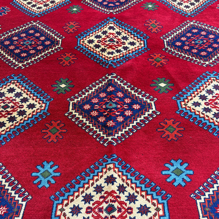 Yakut Chobrang, one-of-a-kind Afghan rug — close-up view