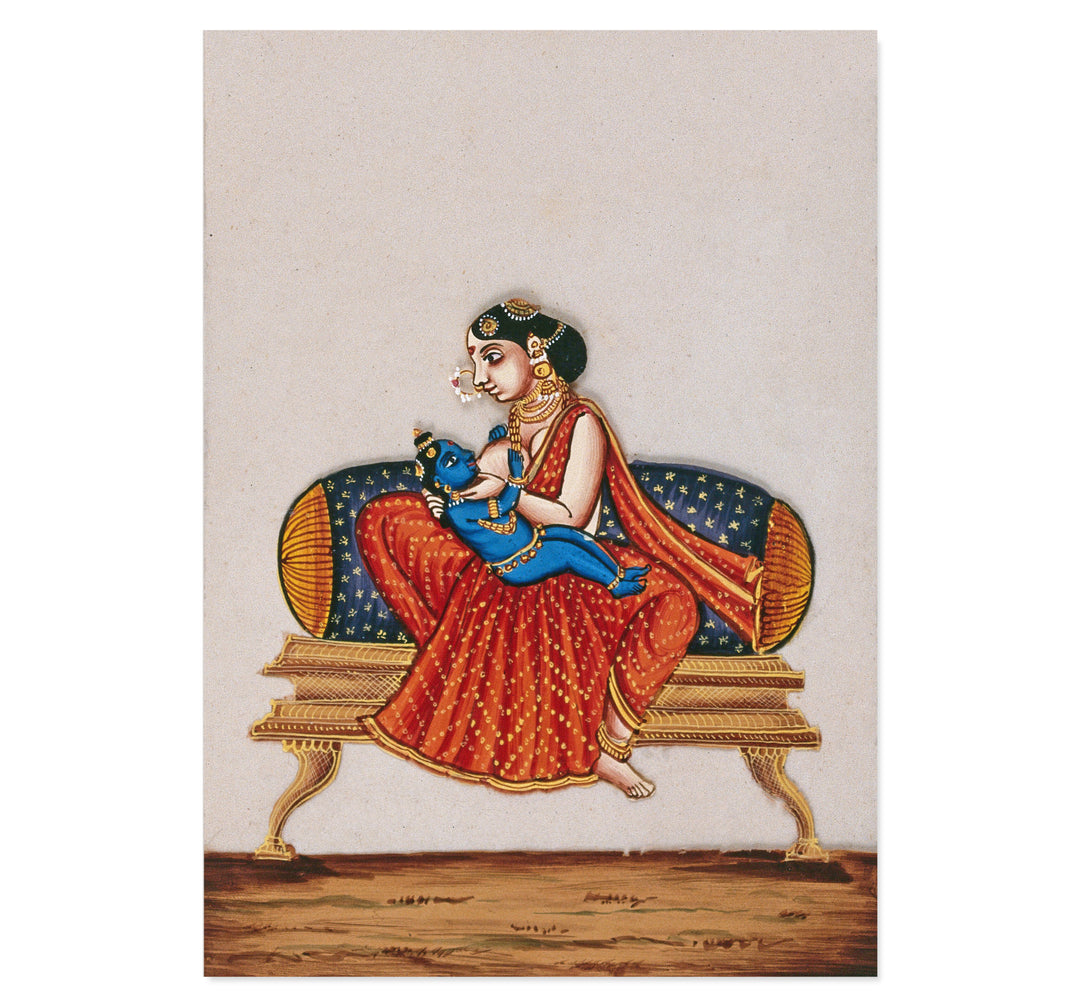 Lord Krishna as a baby drinking milk from his foster mother Art Print