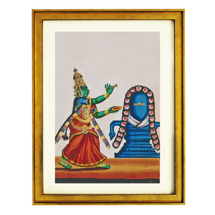 Parvati and a Shiva lingam Art Print