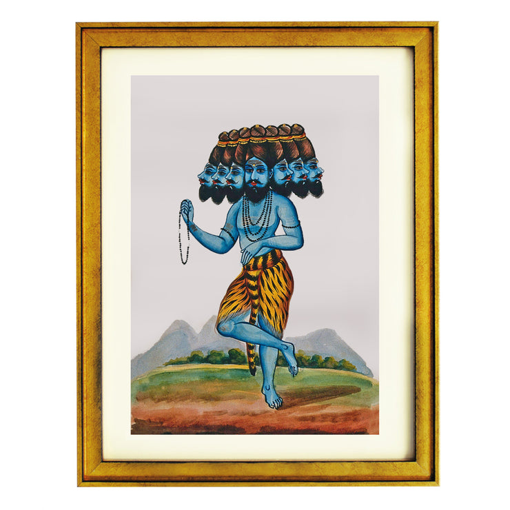 A rishi with seven heads standing on one foot Art Print
