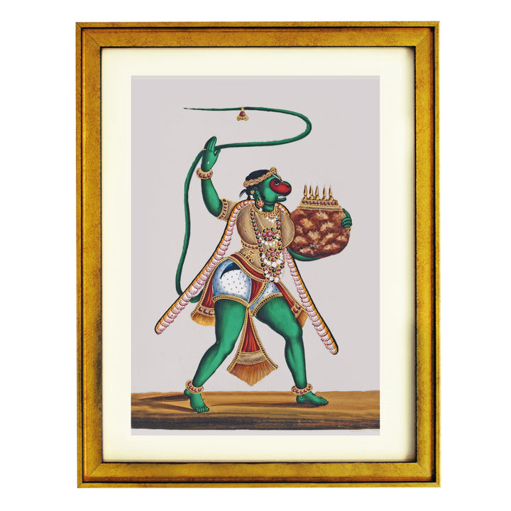 Lord Hanuman, the monkey god carrying a mountain Art Print