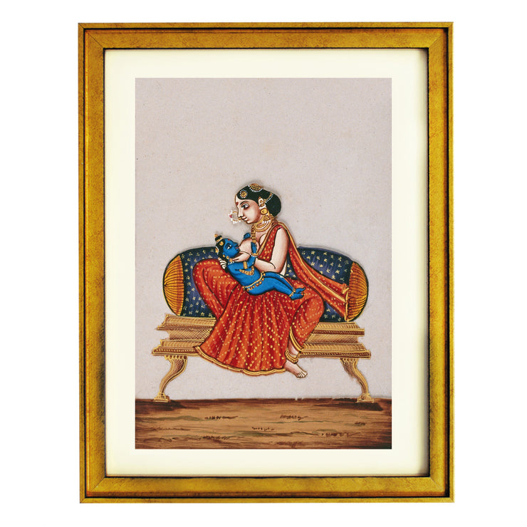 Lord Krishna as a baby drinking milk from his foster mother Art Print