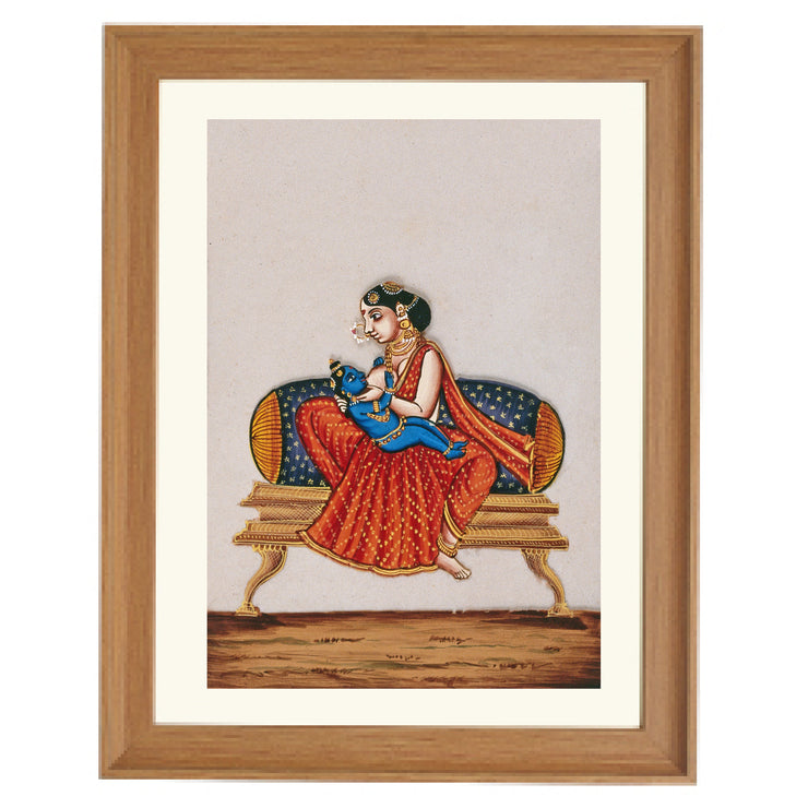 Lord Krishna as a baby drinking milk from his foster mother Art Print