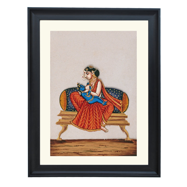 Lord Krishna as a baby drinking milk from his foster mother Art Print