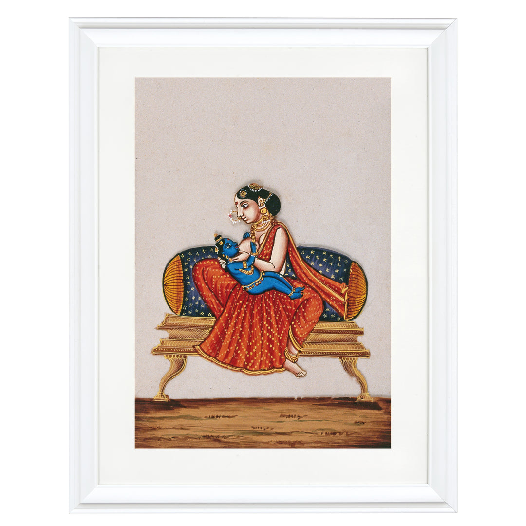 Lord Krishna as a baby drinking milk from his foster mother Art Print