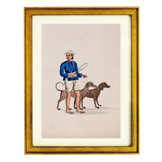 A dog keeper with two dogs Art Print