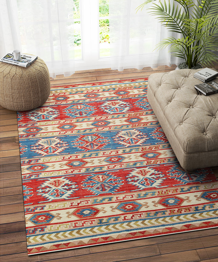 RED MULTICOLOR KILIM DHURRIE