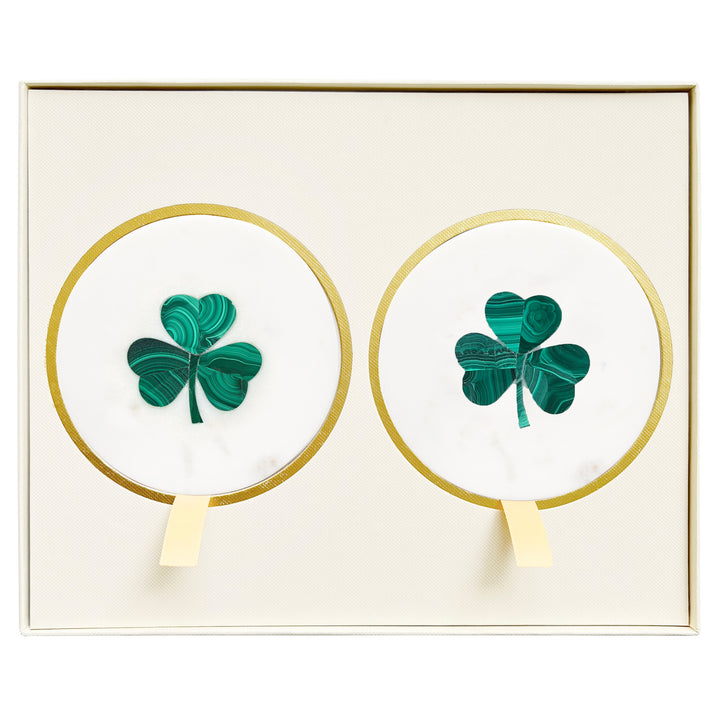 Lucky Shamrock Marble Coasters