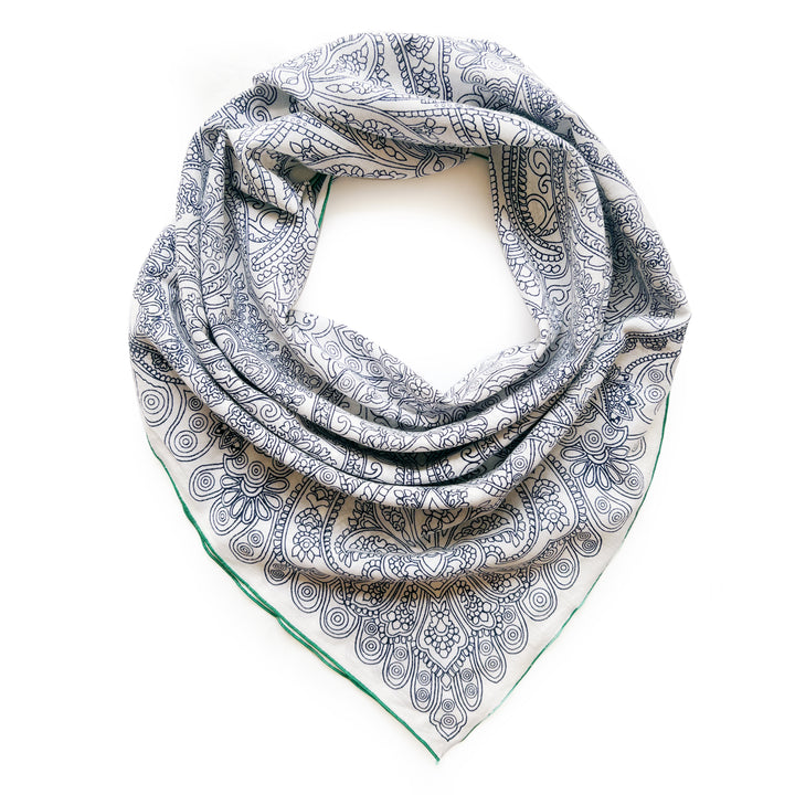 Navy Paisley Cotton Scarf