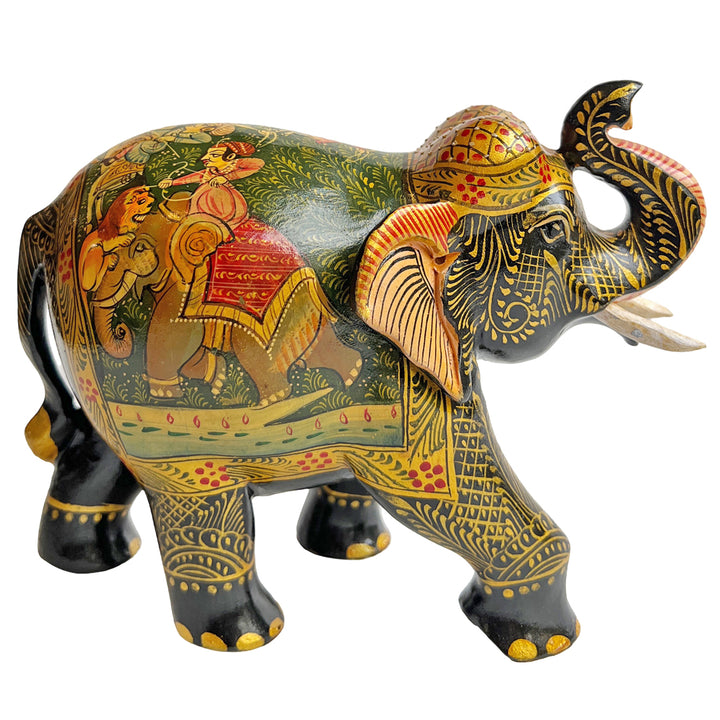 Hand-painted wooden elephant sculpture