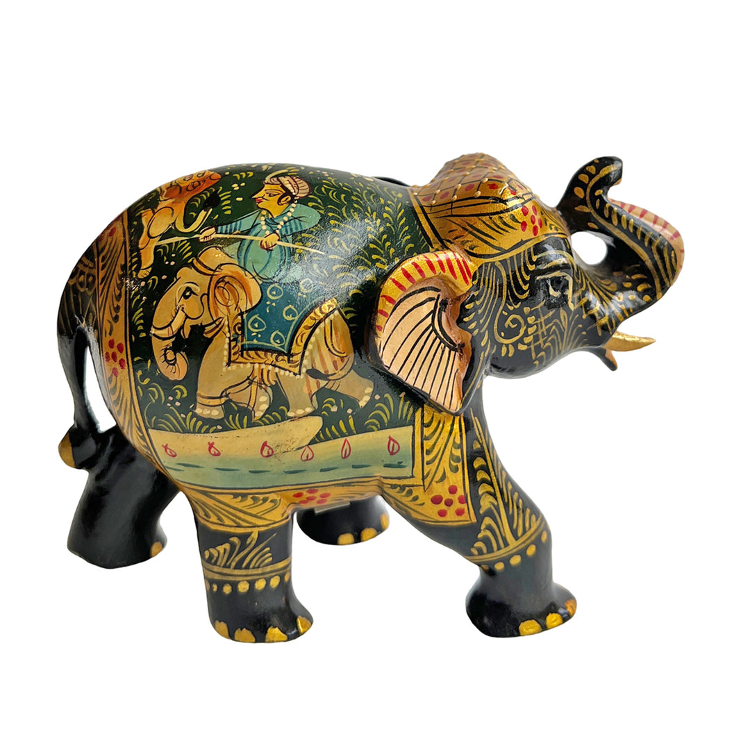 Hand-painted wooden elephant sculpture