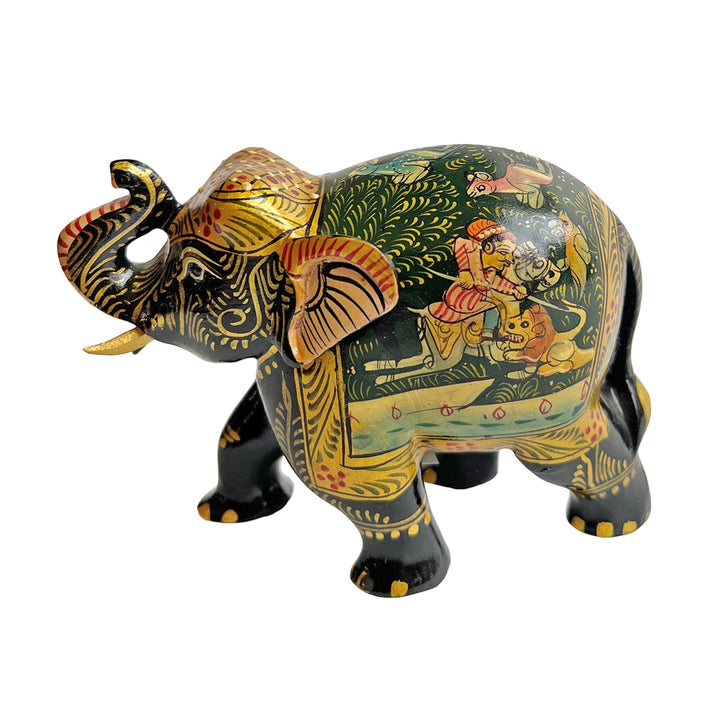 Hand-painted wooden elephant sculpture