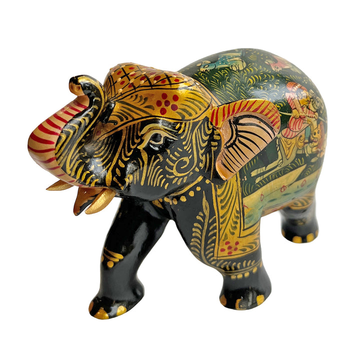 Hand-painted wooden elephant sculpture