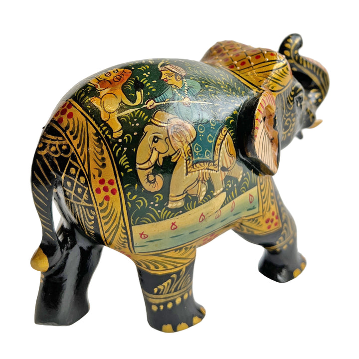 Hand-painted wooden elephant sculpture