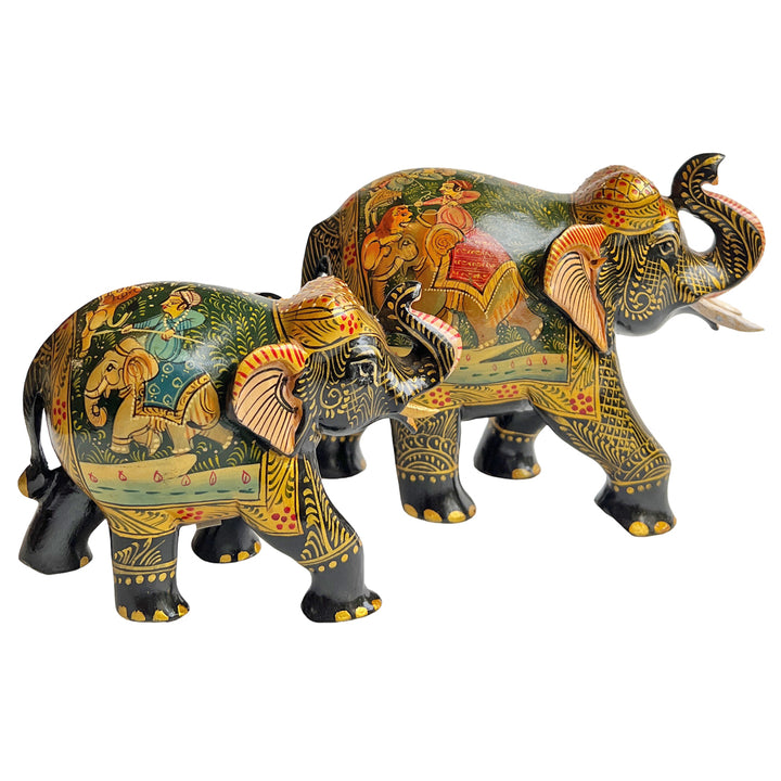 Hand-painted wooden elephant sculpture