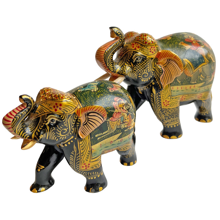 Hand-painted wooden elephant sculpture