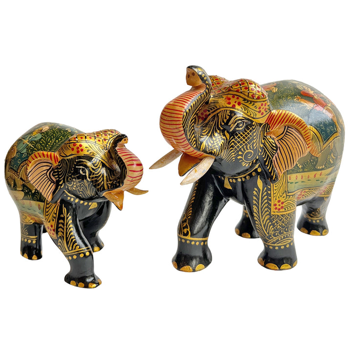 Hand-painted wooden elephant sculpture