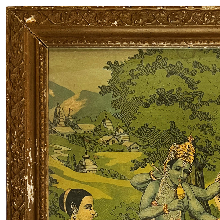 Krishna Subduing Kaliya Lithograph